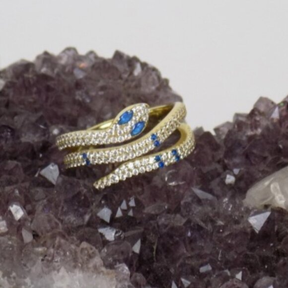 new! snake serpent reputation style ring pave gemstones ring statement ring - Picture 6 of 7